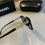 Letter-Temple Cat-Eye Sunglasses - Black - View 2