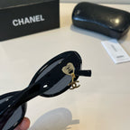Oval Charm Sunglasses - Black - View 6