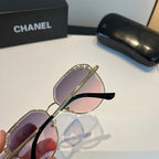 Crystal-Rim Pilot Sunglasses - Gold/Pink Gradient - View 6
