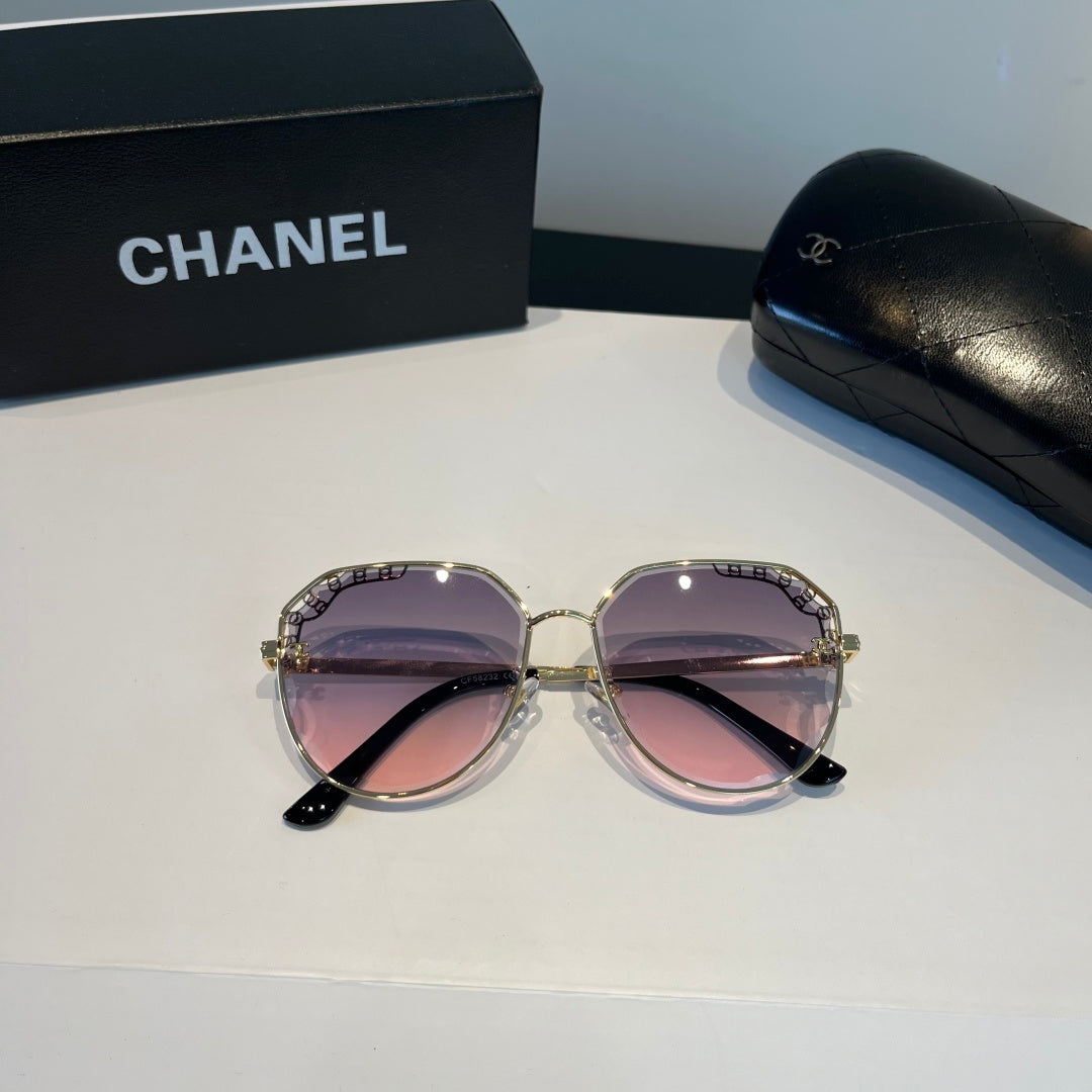 Crystal-Rim Pilot Sunglasses - Gold/Pink Gradient - View 8