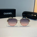 Crystal-Rim Pilot Sunglasses - Gold/Pink Gradient - View 2