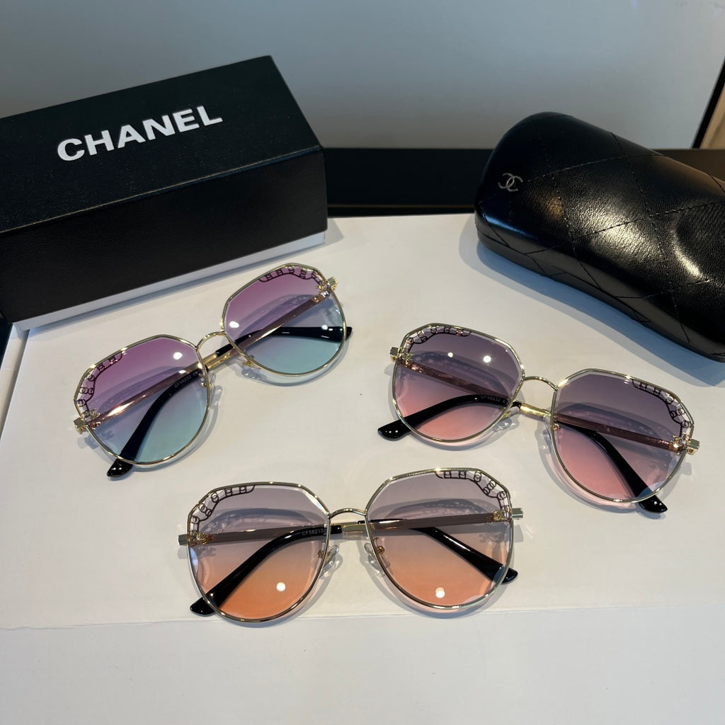 Crystal-Rim Pilot Sunglasses - Gold/Pink Gradient - View 9