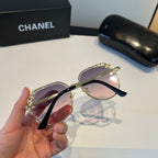 Crystal-Rim Pilot Sunglasses - Gold/Pink Gradient - View 5