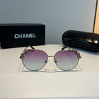 Crystal-Rim Pilot Sunglasses - Gold/Purple Gradient - View 2