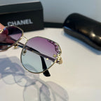 Crystal-Rim Pilot Sunglasses - Gold/Purple Gradient - View 6