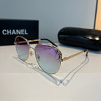 Crystal-Rim Pilot Sunglasses - Gold/Purple Gradient - View 3