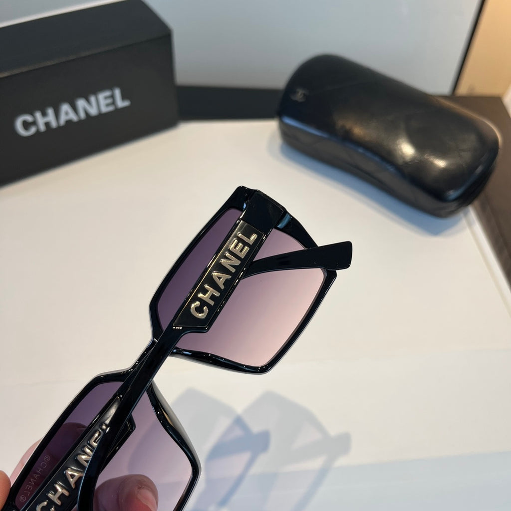 Oversized Gradient Square Sunglasses - Black/Purple Gradient - View 8