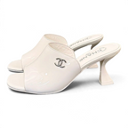 Quilted Double C High-Heel Mule Sandals - White - View 5