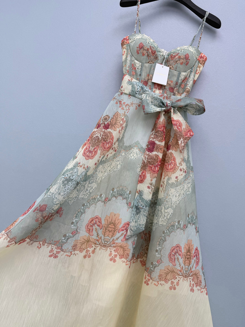 Floral Corset Camisole Maxi Dress - Coral Floral - View 32