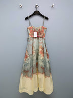 Floral Corset Camisole Maxi Dress - Coral Floral - View 35