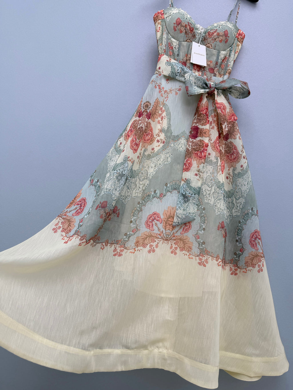 Floral Corset Camisole Maxi Dress - Coral Floral - View 33