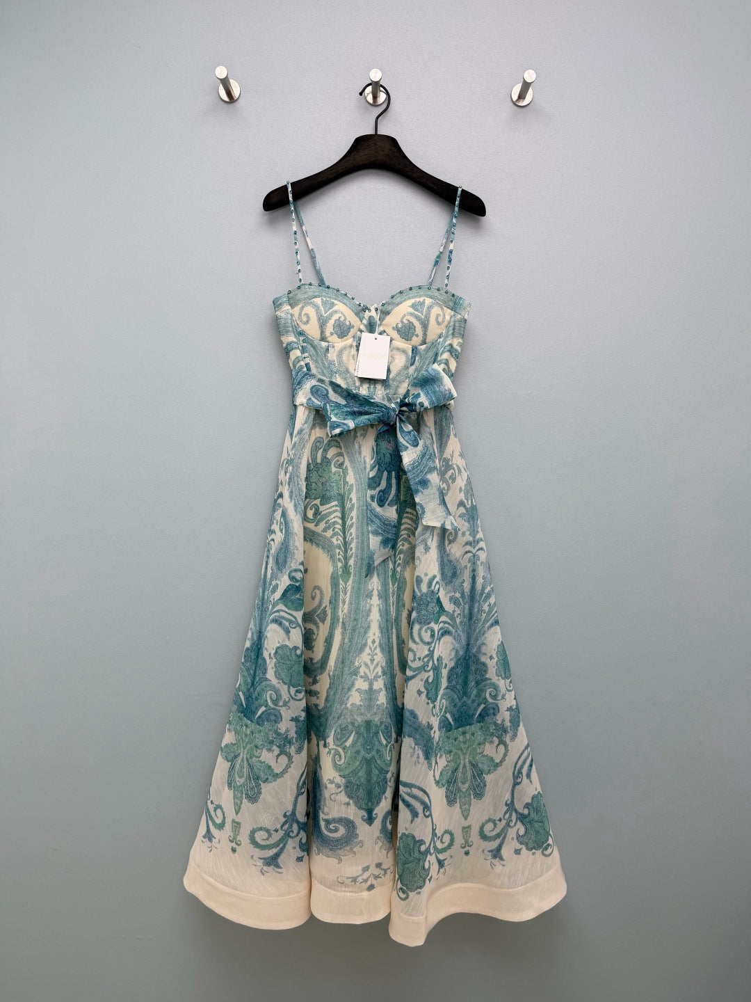 Floral Corset Camisole Maxi Dress - Teal Paisley - View 19