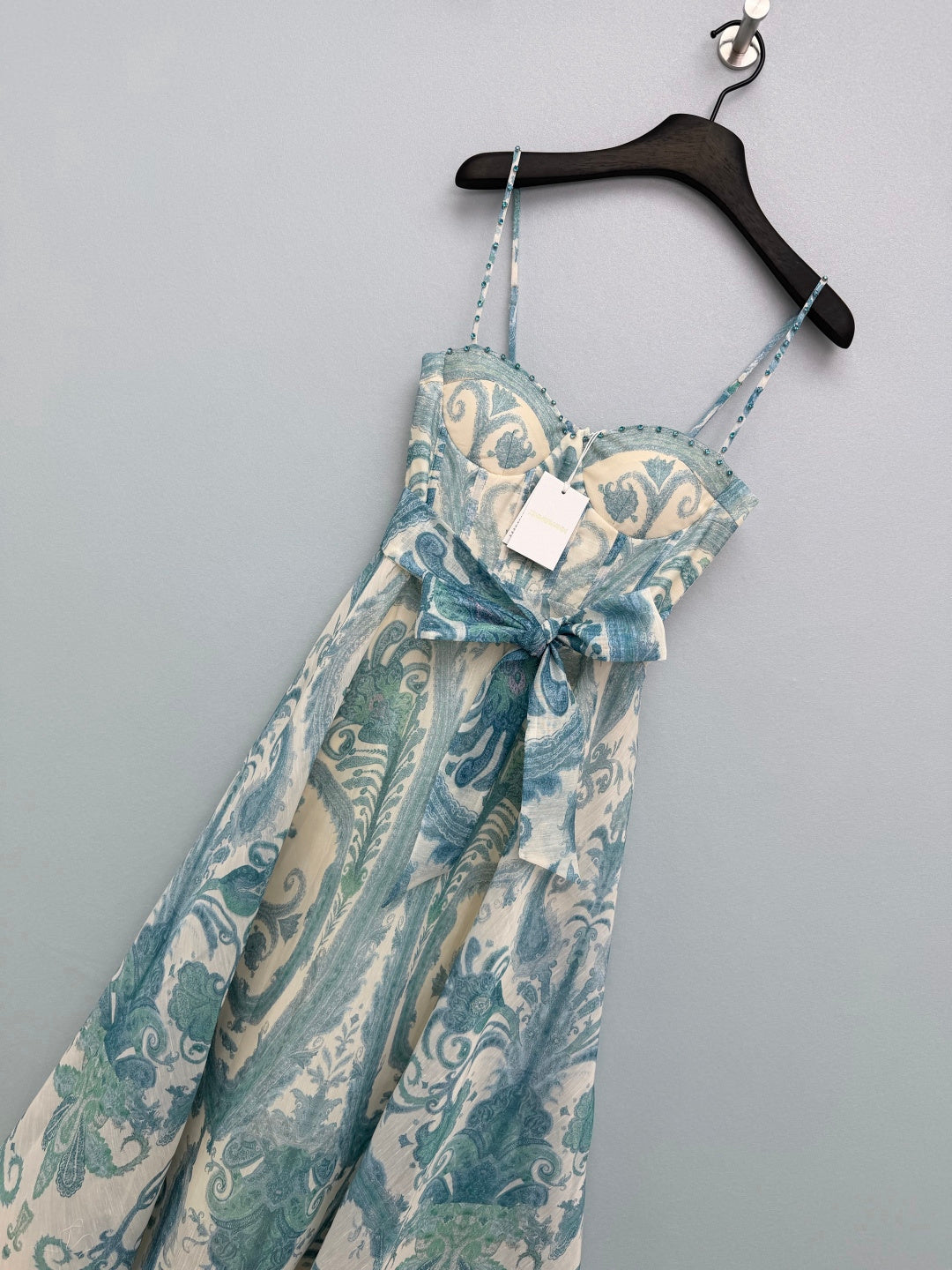 Floral Corset Camisole Maxi Dress - Teal Paisley - View 22