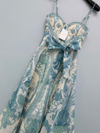 Floral Corset Camisole Maxi Dress - Teal Paisley - View 23