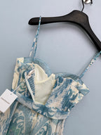 Floral Corset Camisole Maxi Dress - Teal Paisley - View 27