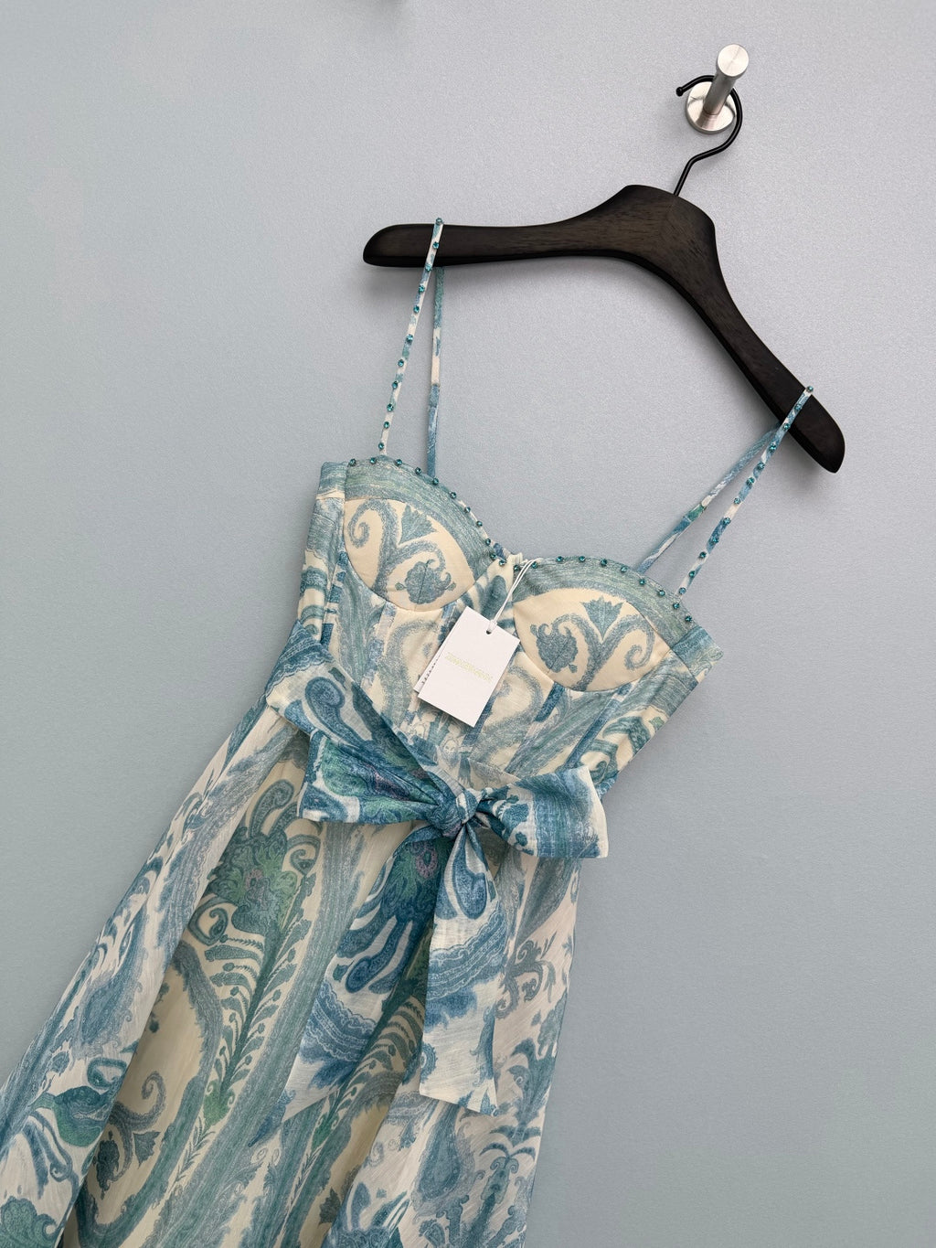 Floral Corset Camisole Maxi Dress - Teal Paisley - View 21