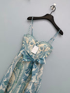 Floral Corset Camisole Maxi Dress - Teal Paisley - View 21