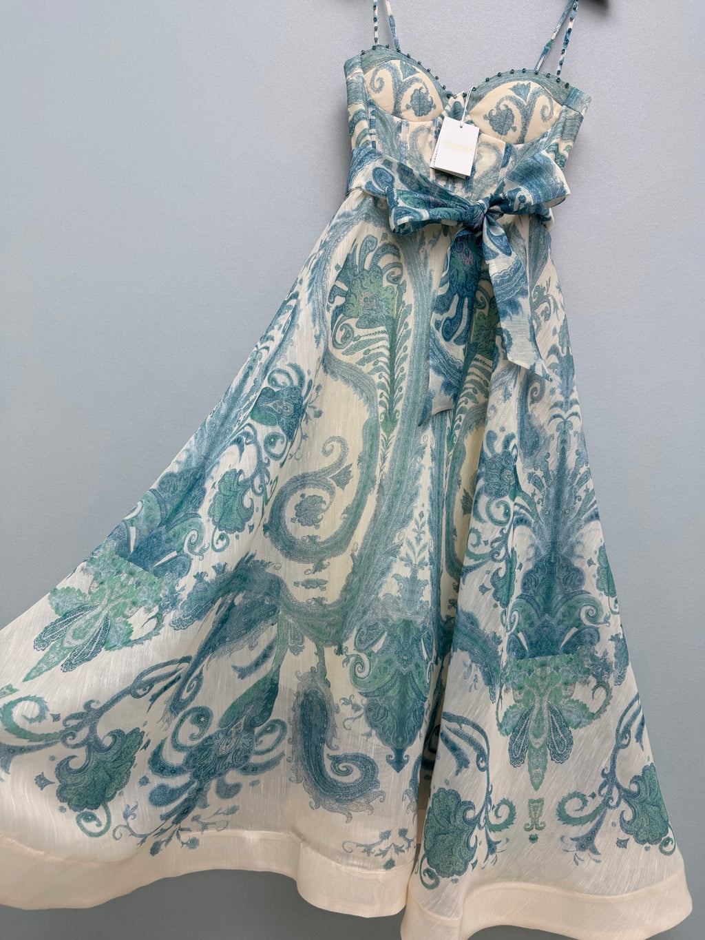 Floral Corset Camisole Maxi Dress - Teal Paisley - View 24