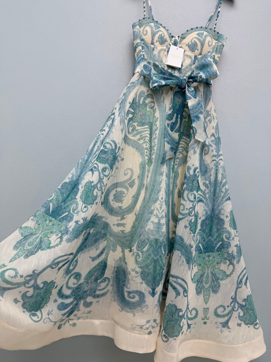 Floral Corset Camisole Maxi Dress - Teal Paisley - View 24