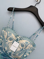 Floral Corset Camisole Maxi Dress - Teal Paisley - View 20