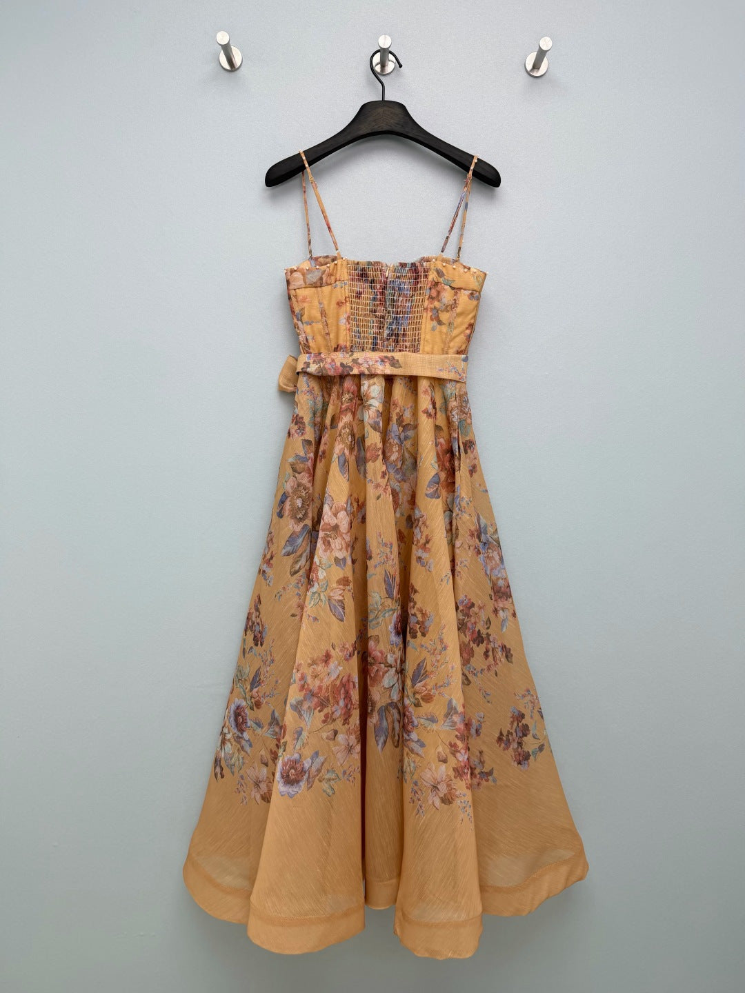 Floral Corset Camisole Maxi Dress - Mustard Floral - View 16