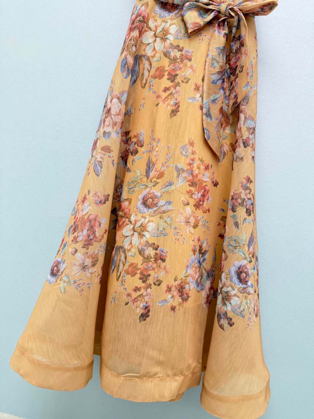 Floral Corset Camisole Maxi Dress - Mustard Floral - View 14