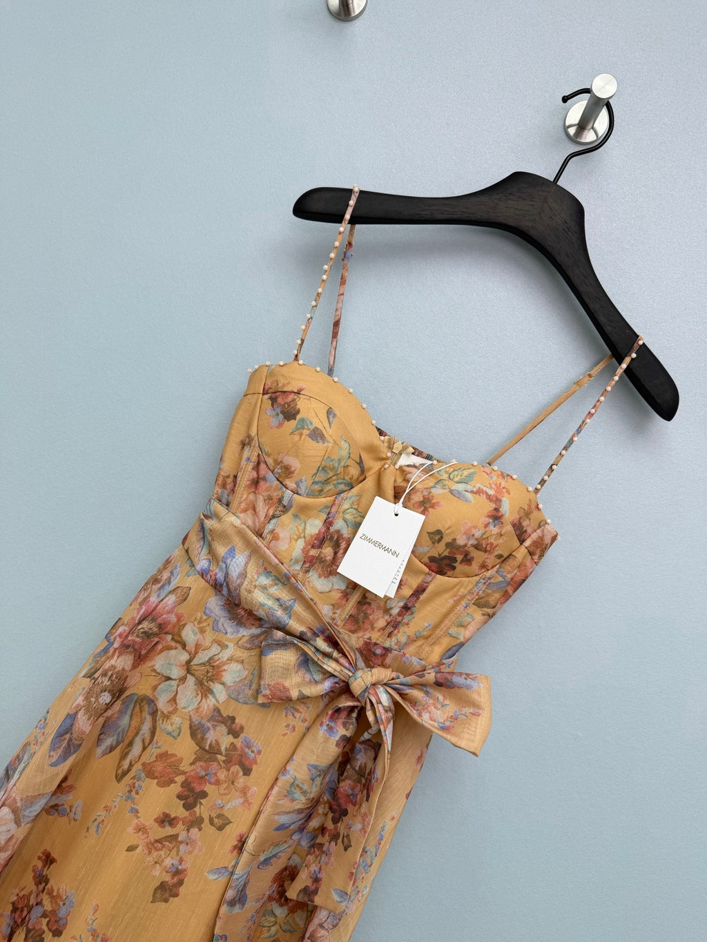 Floral Corset Camisole Maxi Dress - Mustard Floral - View 12