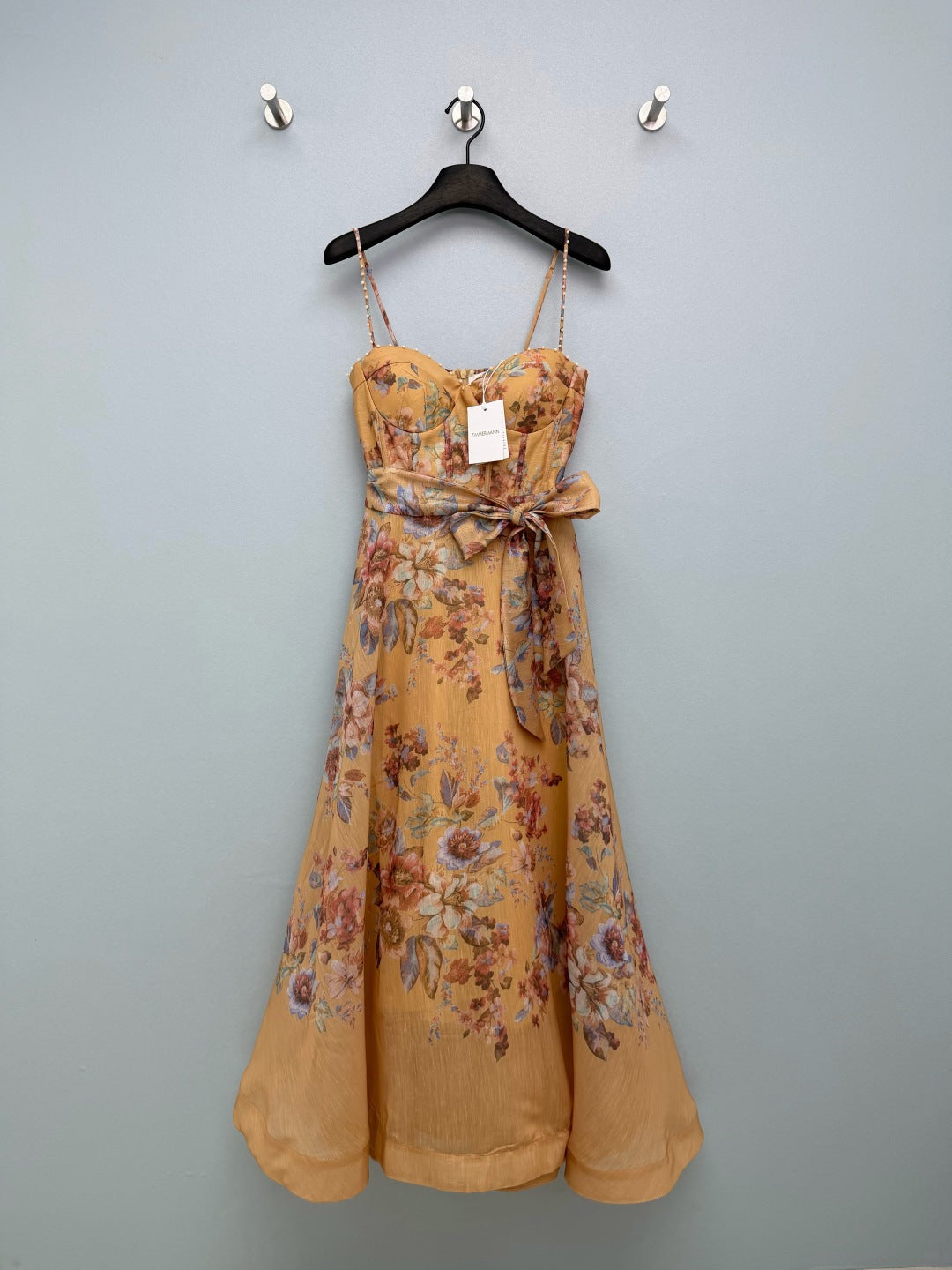Floral Corset Camisole Maxi Dress - Mustard Floral - View 10