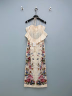 Bird Print Halterneck Midi Dress - Ivory Multicolor - View 8