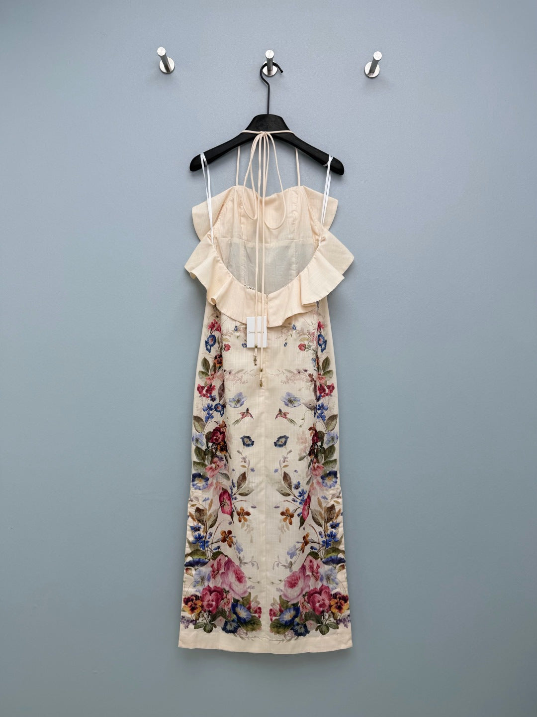 Bird Print Halterneck Midi Dress - Ivory Multicolor - View 8