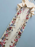 Bird Print Halterneck Midi Dress - Ivory Multicolor - View 4