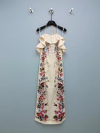 Bird Print Halterneck Midi Dress - Ivory Multicolor - View 1
