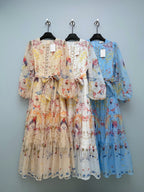 Floral Button-Front Tiered Maxi Dress - Ivory Multicolor - View 9