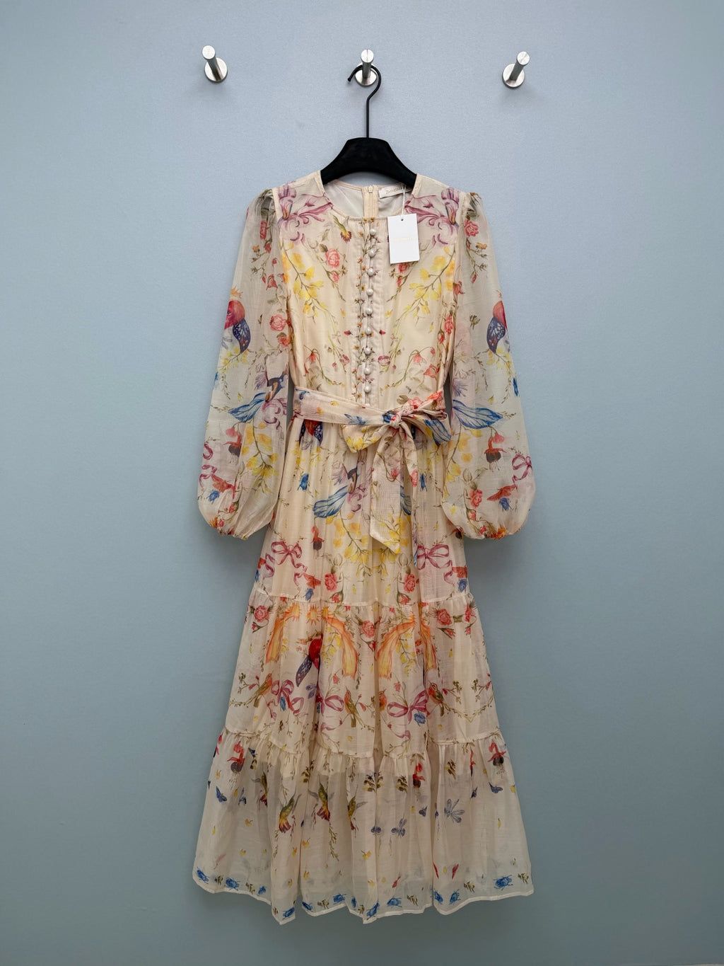 Floral Button-Front Tiered Maxi Dress - Ivory Multicolor - View 1