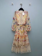 Floral Button-Front Tiered Maxi Dress - Ivory Multicolor - View 1