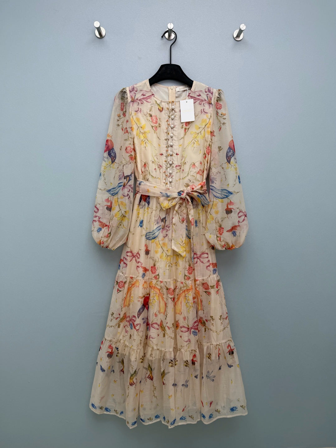 Floral Button-Front Tiered Maxi Dress - Ivory Multicolor - View 1