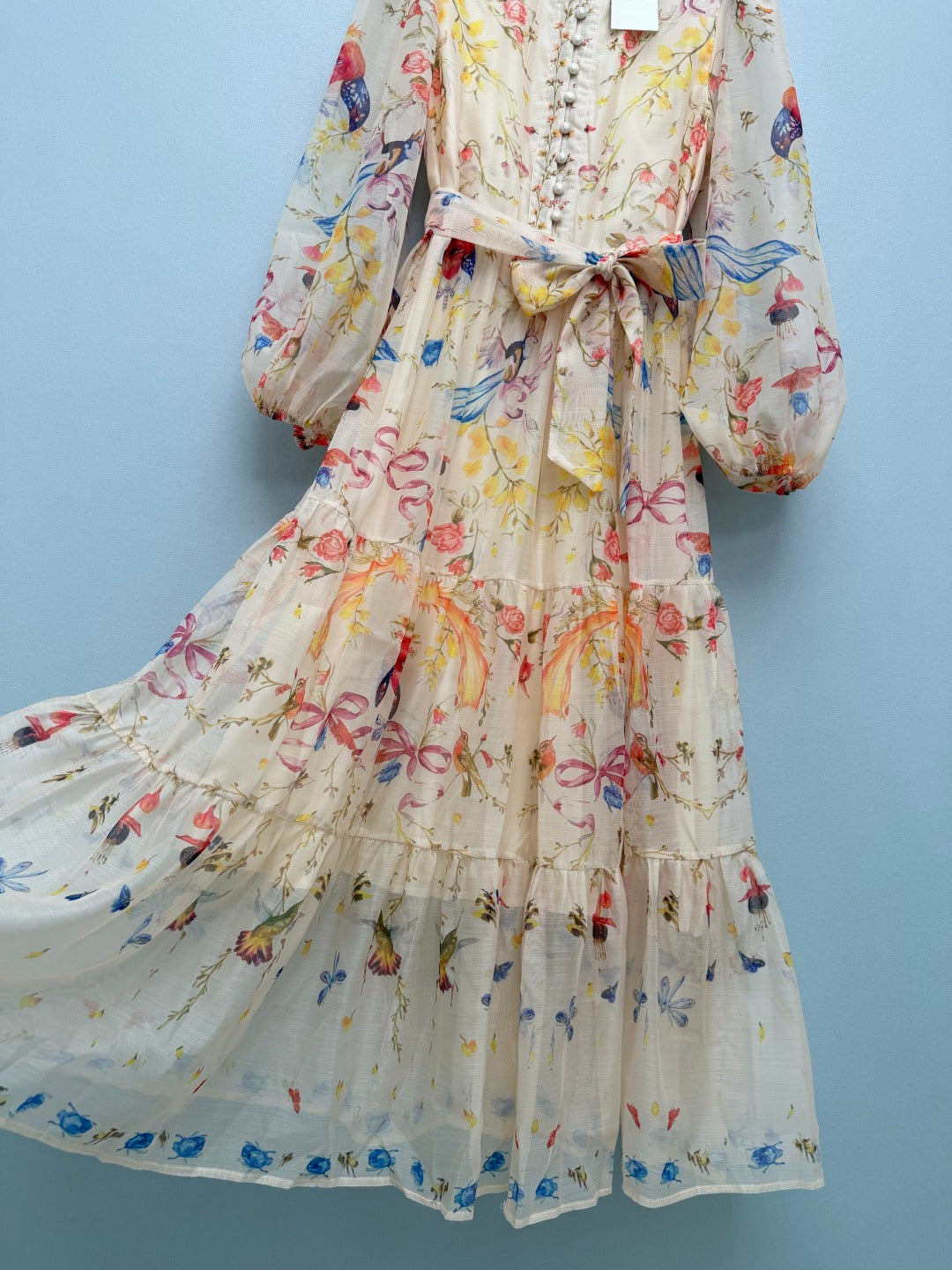 Floral Button-Front Tiered Maxi Dress - Ivory Multicolor - View 6