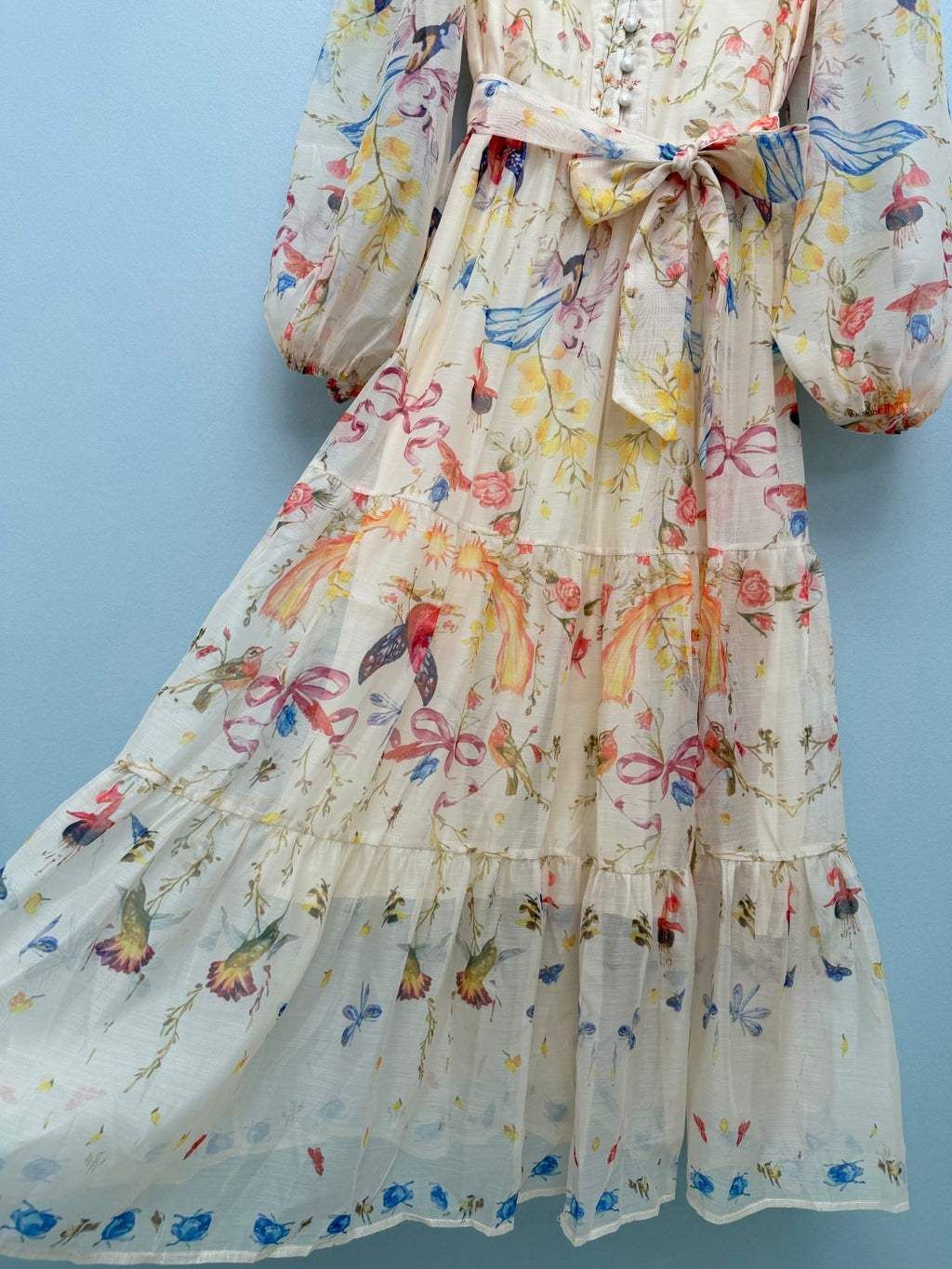 Floral Button-Front Tiered Maxi Dress - Ivory Multicolor - View 5
