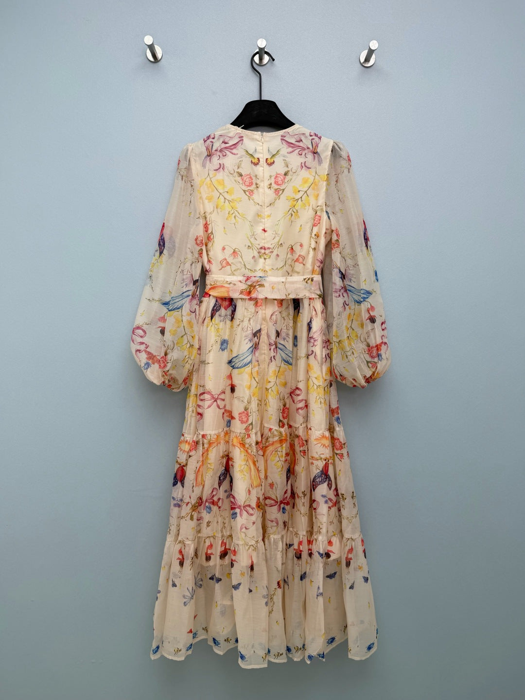 Floral Button-Front Tiered Maxi Dress - Ivory Multicolor - View 8