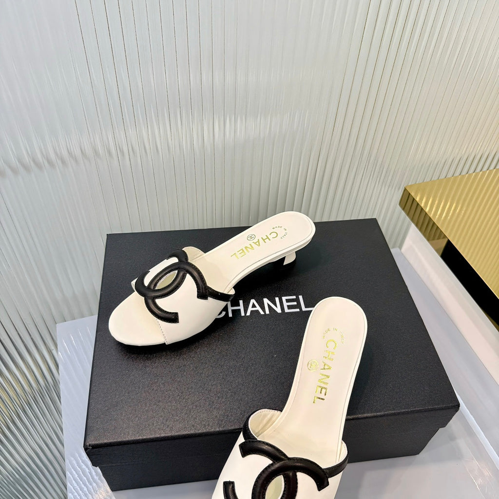 Double C Mid-Heel Slide Sandals - White - View 7
