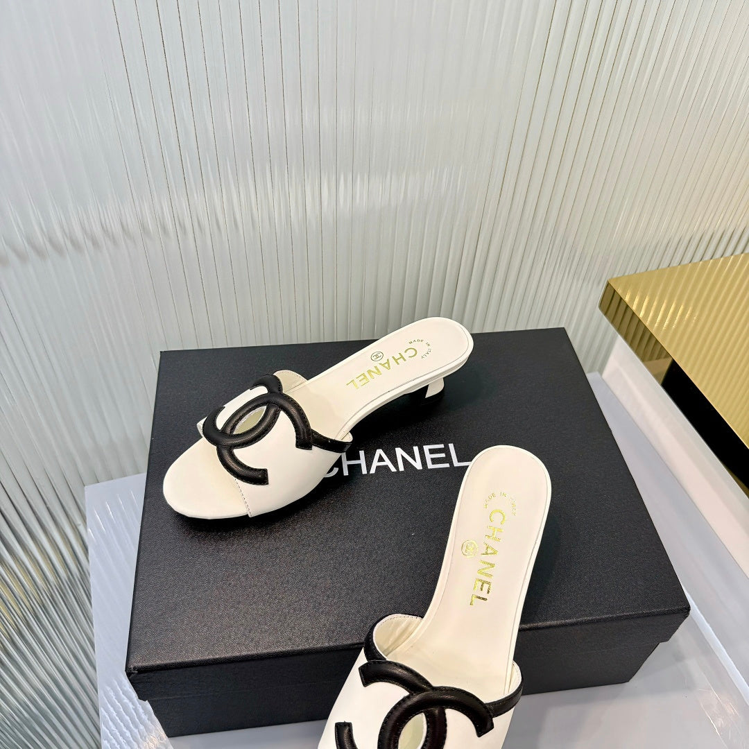 Double C Mid-Heel Slide Sandals - White - View 7