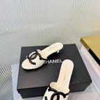 Double C Mid-Heel Slide Sandals - White - View 7
