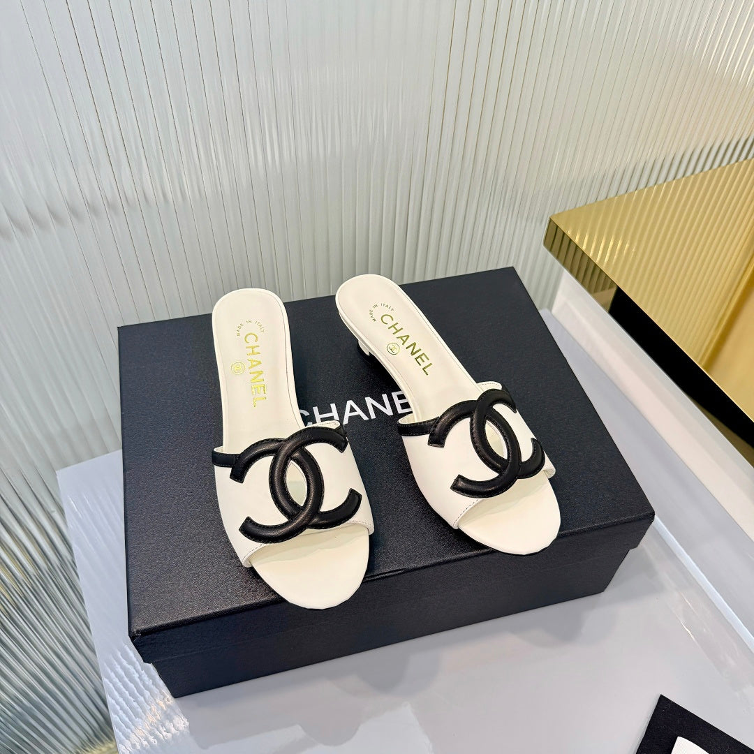 Double C Mid-Heel Slide Sandals - White - View 8