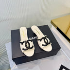Double C Mid-Heel Slide Sandals - White - View 8