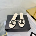 Double C Mid-Heel Slide Sandals - White - View 1