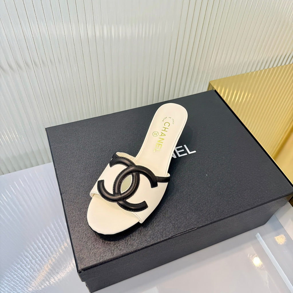 Double C Mid-Heel Slide Sandals - White - View 9