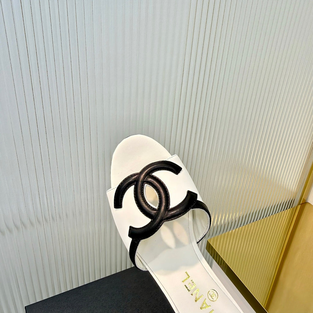 Double C Mid-Heel Slide Sandals - White - View 4