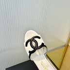Double C Mid-Heel Slide Sandals - White - View 4