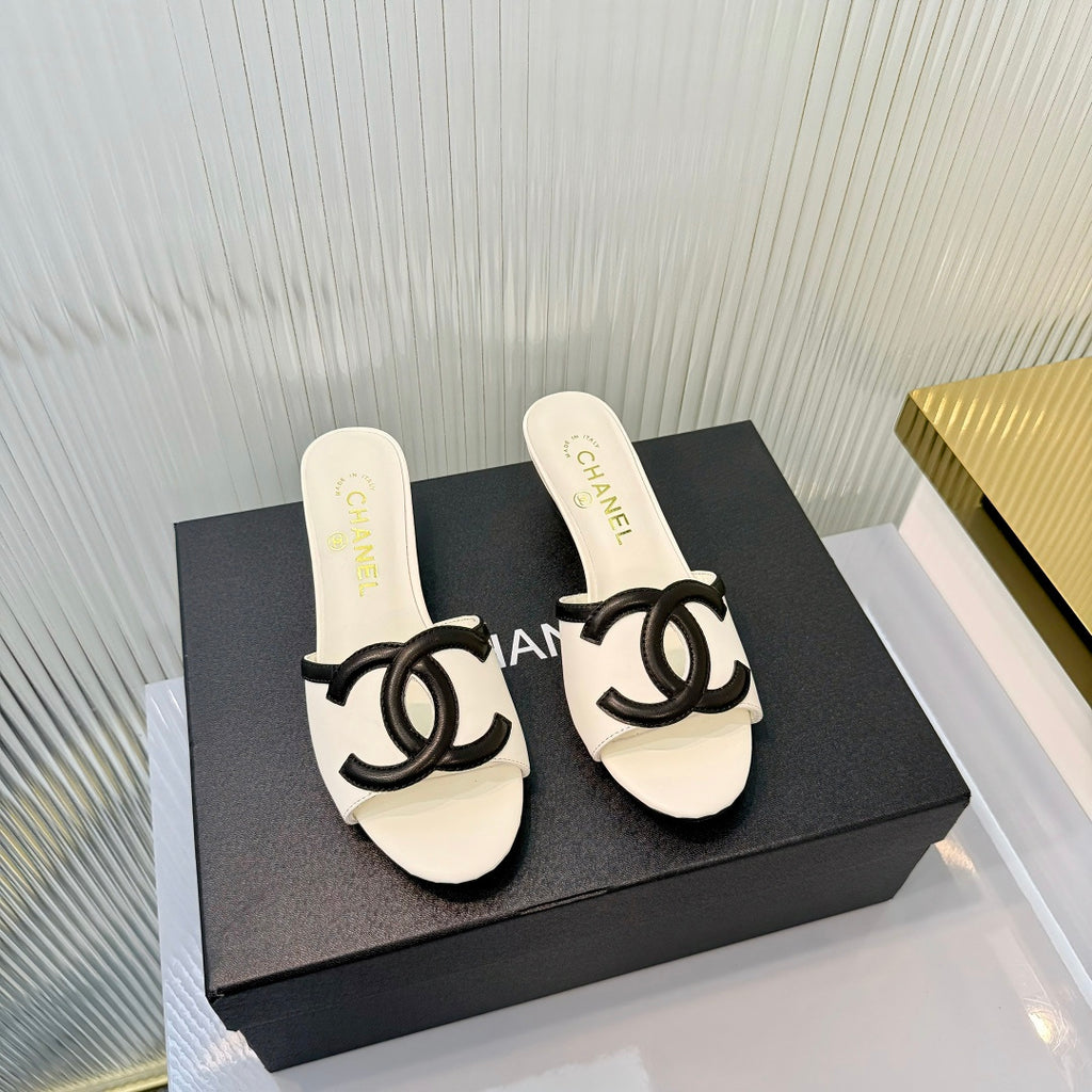 Double C Mid-Heel Slide Sandals - White - View 3
