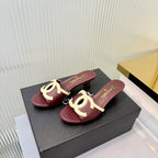 Double C Mid-Heel Slide Sandals - Burgundy - View 7